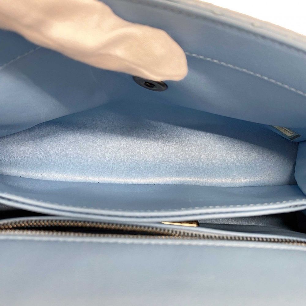 Chanel Handbag With Coco Handle Blue Python Leath… - image 4